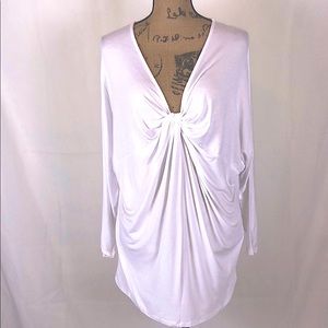 Annabelle top front knot draped long sleeve White Size M NWT Price is Firm